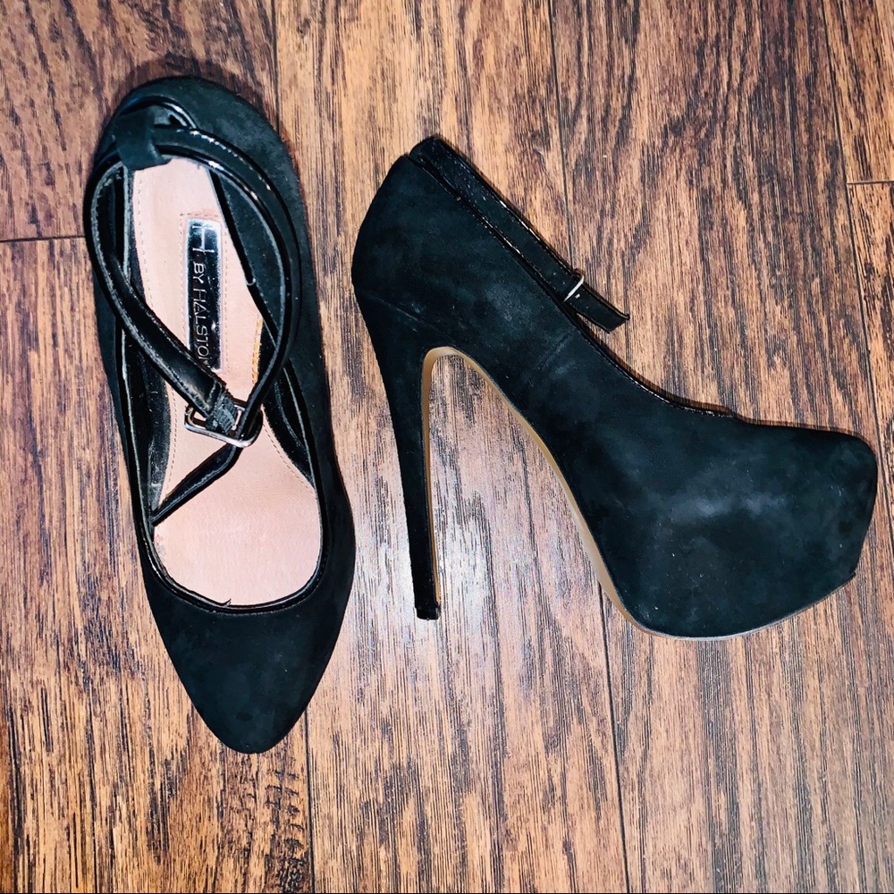 H by Halston Platform Round Toe Ankle Strap Heels